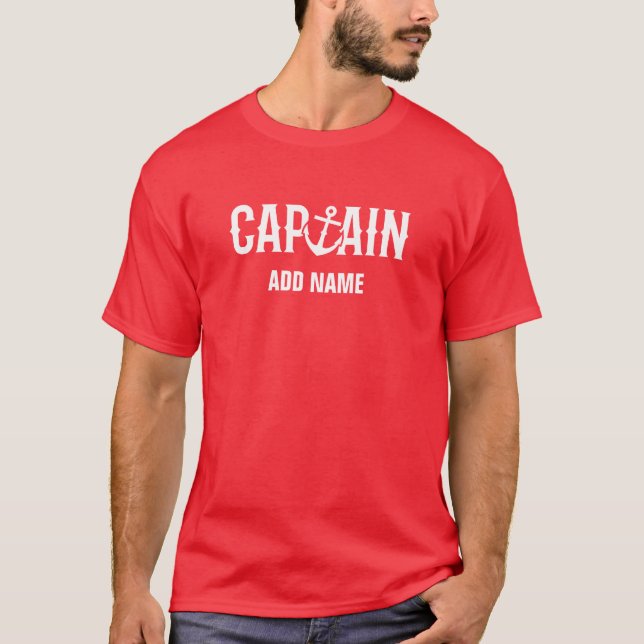 Personalised Boat Captain Name T-Shirt (Front)