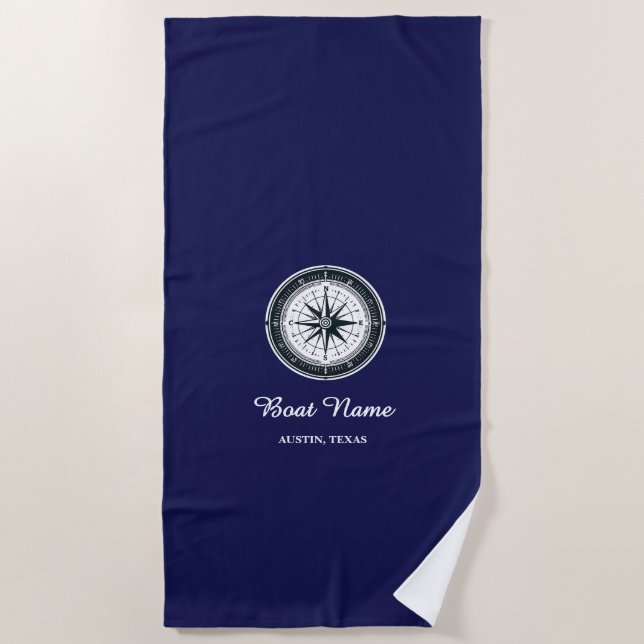Personalised Boat Name Beach Towel (Front)