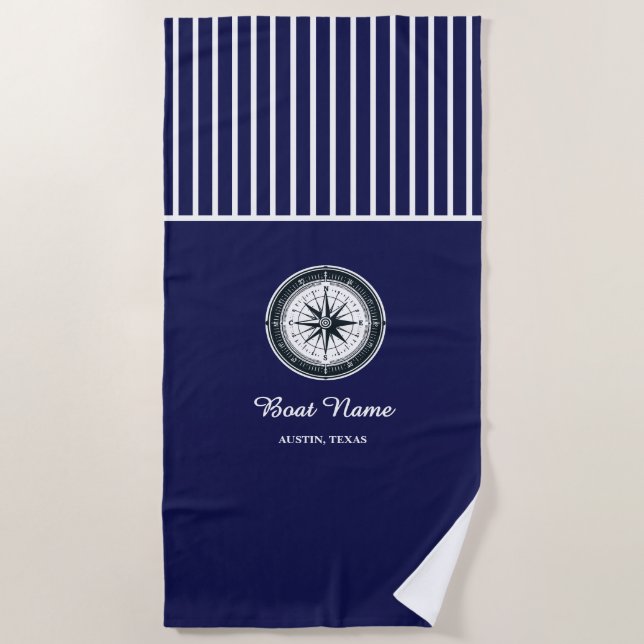 Personalised Boat Name Beach Towel (Front)