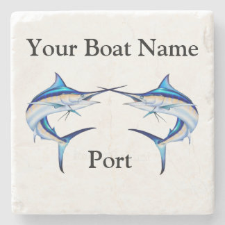 Personalised Boat Name Double Marlin  Stone Coaster
