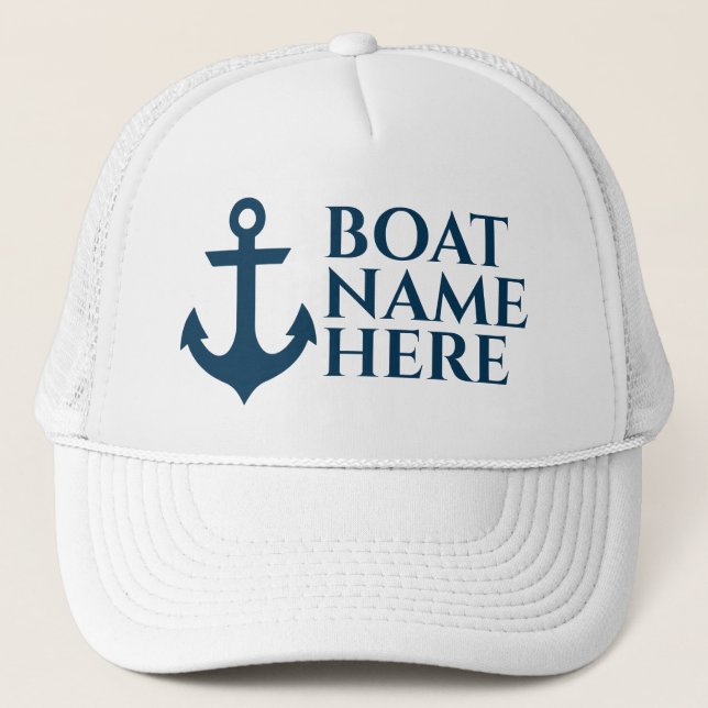 Personalised Boat Name Hat for Boat Owners (Front)