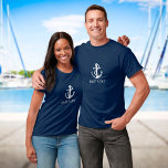 Personalised Boat Name Nautical Anchor And Rope T-Shirt<br><div class="desc">A nautical design featuring an anchor and rope,  personalised with your boat name. Designed by Thisisnotme©</div>