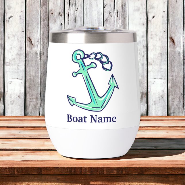 Personalised Boat Name Navy Green Anchor Nautical  (Creator Uploaded)