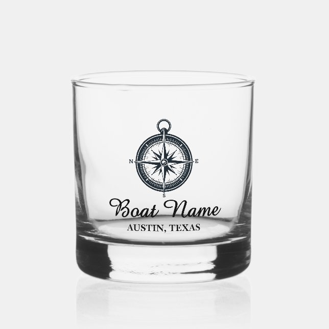 Personalised Boat Name Whiskey Glass (Front)