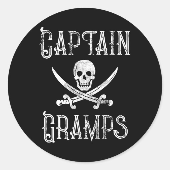 Personalised Boating Pirate Gift Captain Gramps  Classic Round Sticker (Front)