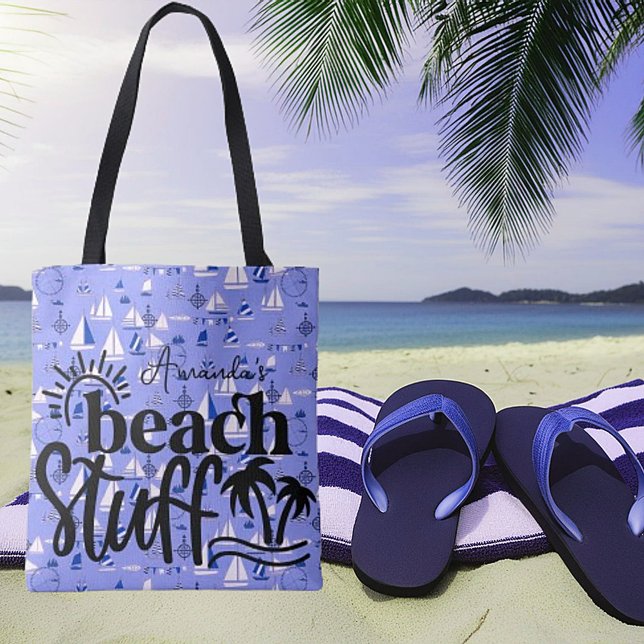 Personalised boats "Beach stuff"  Tote Bag (Creator Uploaded)