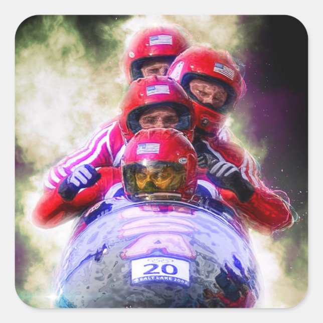 Personalised Bobsleigh Sport Photo Square Sticker (Front)