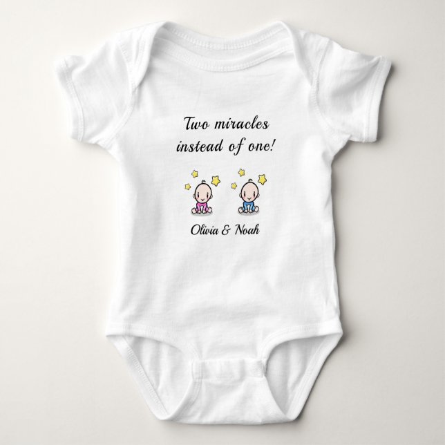 personalised bodysuit for twin babies (Front)