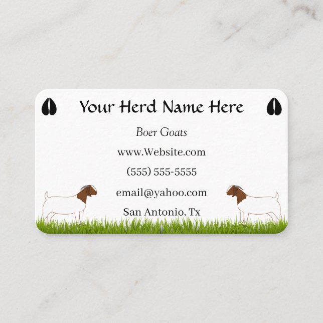 Personalised Boer Goat Farm Business Card (Front)