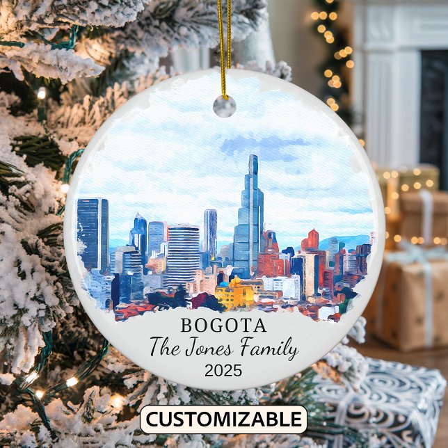 Personalised Bogota Ornament, Colombia Ceramic Tree Decoration (Creator Uploaded)