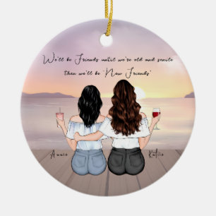 Personalised Bohemian Best Friend Custom Gift  Ceramic Tree Decoration