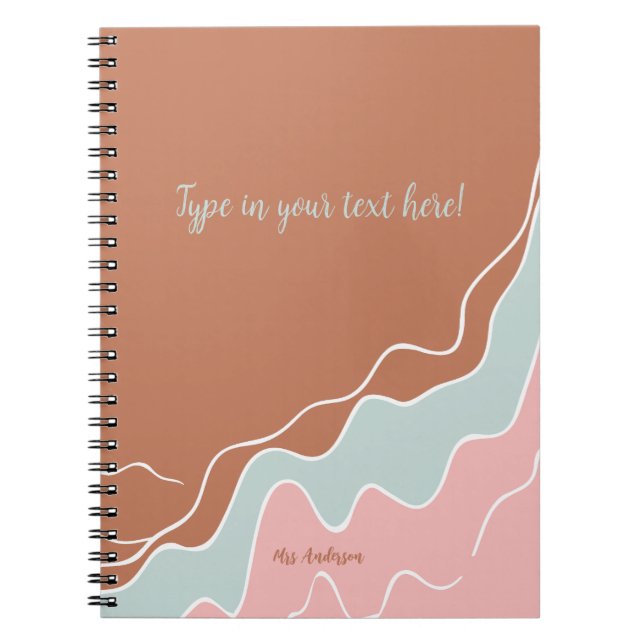 personalised Bohemian Modern custom gift Notebook (Front)