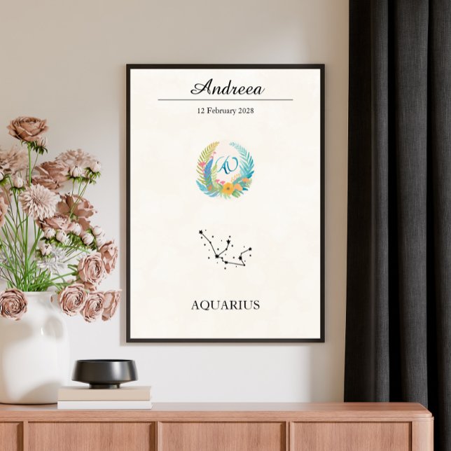 Personalised Boho Aquarius Zodiac Constellation Poster (Creator Uploaded)