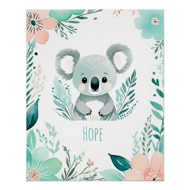 Personalised Boho Baby Poster - Koala Design (Front)