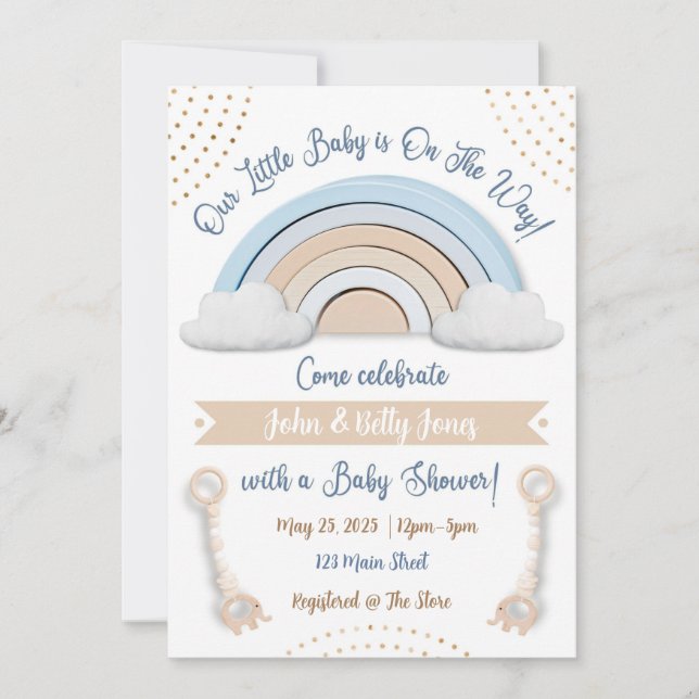Personalised Boho Baby Shower Invitation (Front)