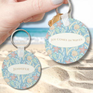 Personalised Boho Beach Keychain – Starfish Shells