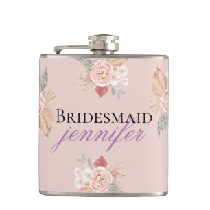Personalised Boho Boho Floral Heart Flask Colour