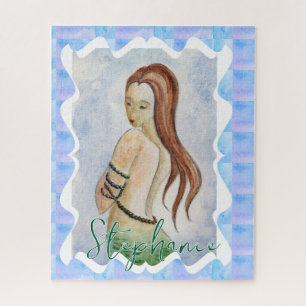 Personalised Boho Fantasy Mermaid Watercolor  Jigsaw Puzzle