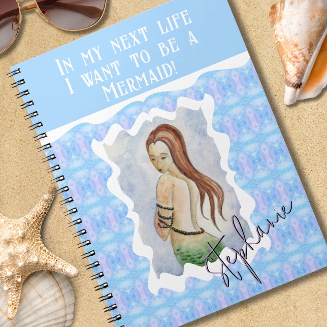 Personalised Boho Fantasy Mermaid Watercolor Notebook (Creator Uploaded)