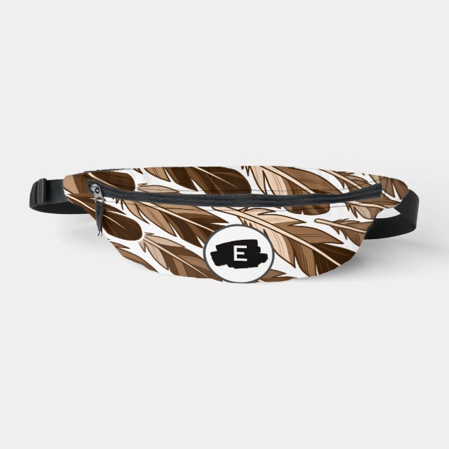 Personalised Boho Feather Monogram Fanny Pack  (Front)