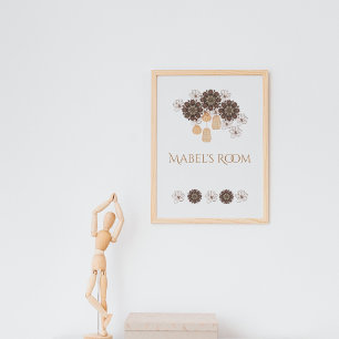 Personalised Boho Floral Girl's Monogram Poster