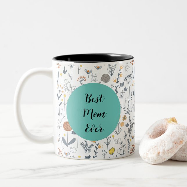 Personalised Boho floral Mother's day Mug (With Donut)