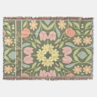 Personalised Boho Floral Woven Throw Blanket
