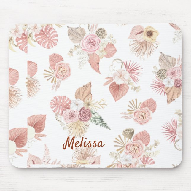 Personalised Boho Florals Mouse Pad (Front)