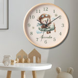 Personalised Boho Green Teddy Bear<br><div class="desc">Add a touch of charm and whimsy to your child's bedroom with our Personalised Boho Green Teddy Bear Clock! This adorable clock features a delightful teddy bear design in a soothing boho green colour palette, perfect for creating a cosy and inviting atmosphere in any nursery or kid's room. Personalise it...</div>