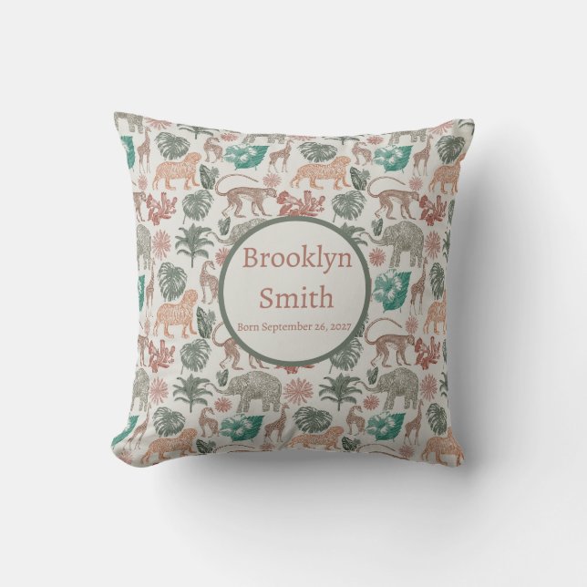 Personalised Boho Jungle Safari  Cushion (Front)