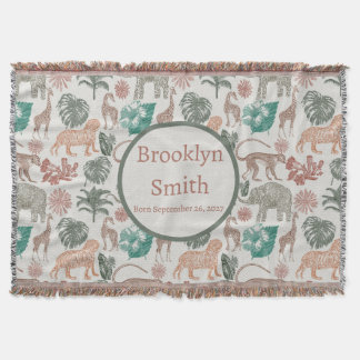 Personalised Boho Jungle Safari Throw Blanket