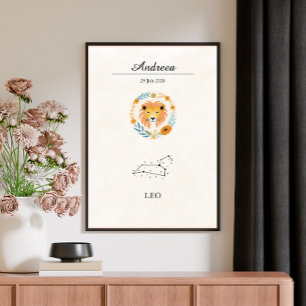 Personalised Boho Leo Zodiac Constellation Poster