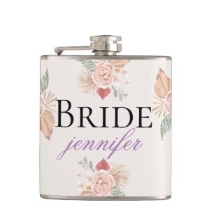Personalised Boho Multicolor Floral Colour Hip Flask