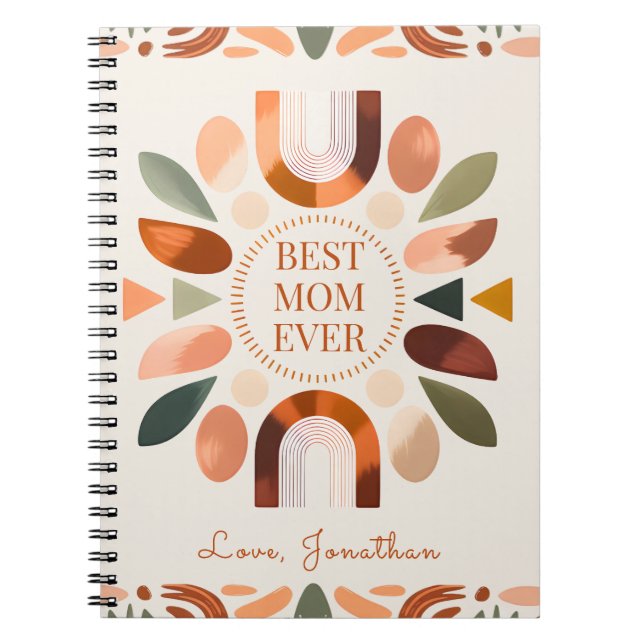 Personalised Boho Mum Notebook Journal Gift (Front)