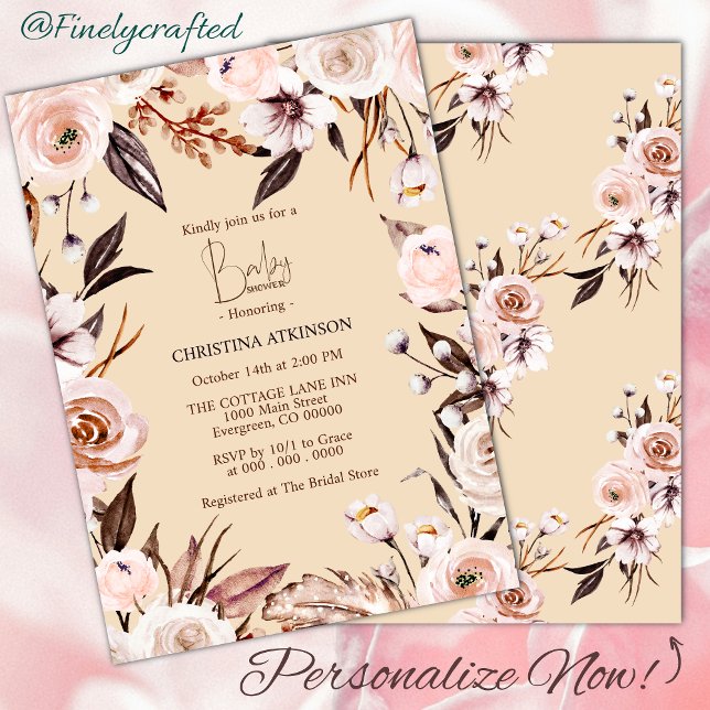 Personalised Boho Nature Wildflower Baby Shower  Invitation (Creator Uploaded)