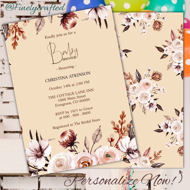 Personalised Boho Nature Wildflower Baby Shower  Invitation (Creator Uploaded)