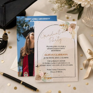Personalised Boho Pampas Grass Graduation Party Invitation