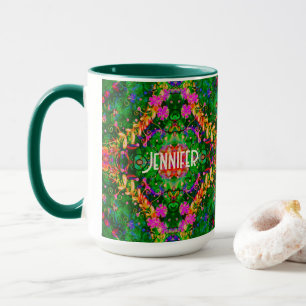 Personalised Boho Pattern Green Inspirivity Mug