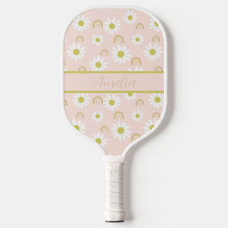Personalised Boho Pink Daisy Pickleball Paddle