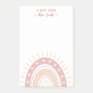 Personalised Boho Rainbow Calligraphy Teacher Post-it Notes