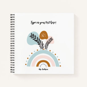 personalised boho rainbow custom notebook