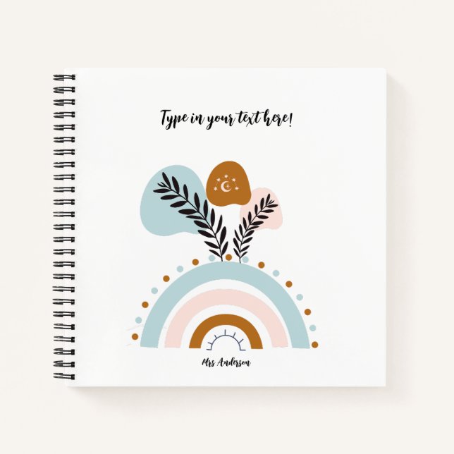 personalised boho rainbow custom notebook (Front)