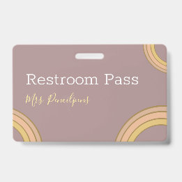 Personalised Boho Rainbow Hall Pass Badge ID Badge