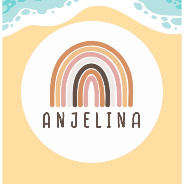 Personalised Boho Rainbow Kids Name Sticker for Sc (Creator Uploaded)