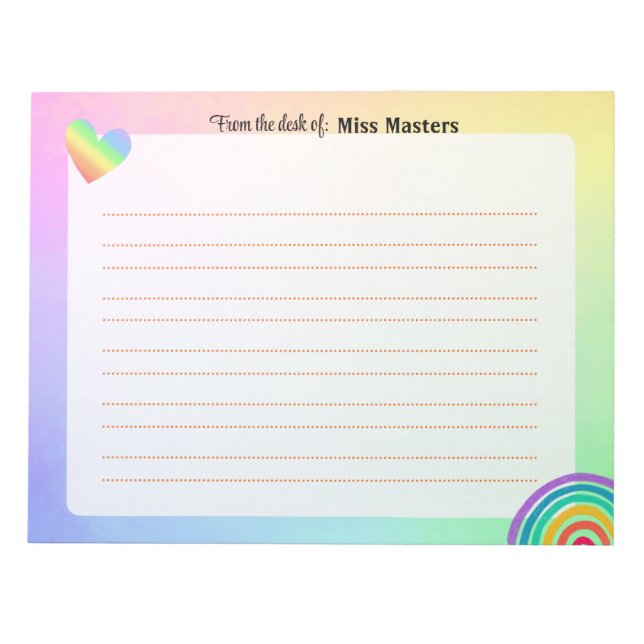 Personalised Boho Rainbow Notepads (Front)
