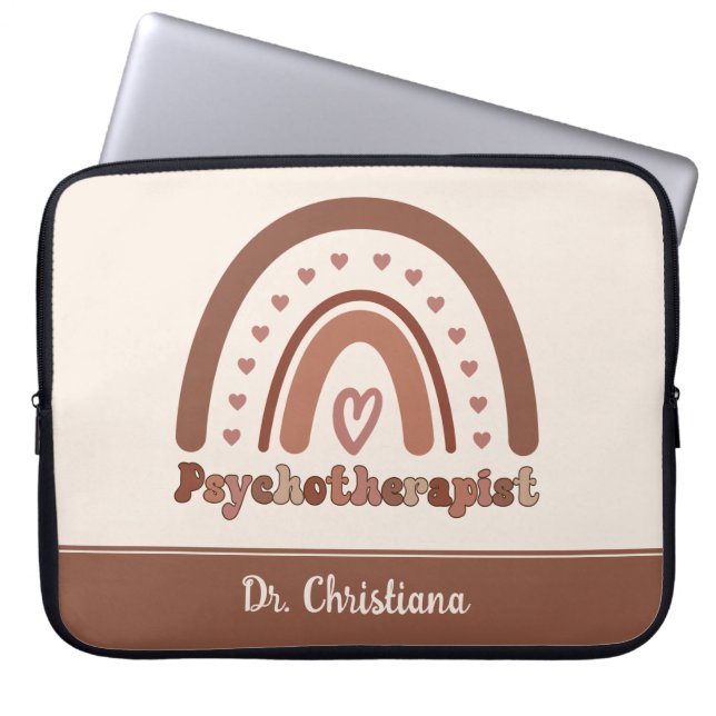 Personalised Boho Rainbow Psychotherapist  Laptop Sleeve (Front)