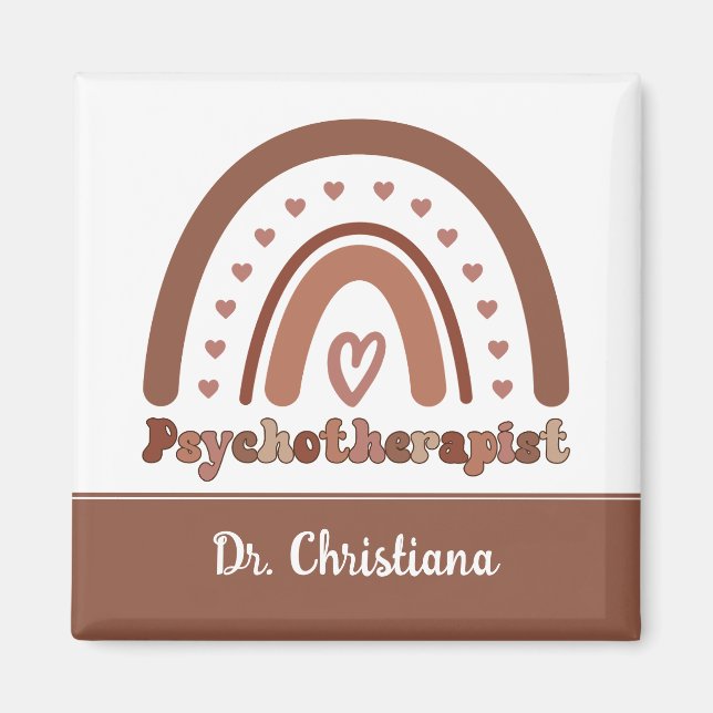 Personalised Boho Rainbow Psychotherapist  Magnet (Front)