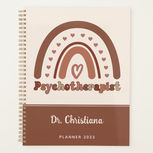 Personalised Boho Rainbow Psychotherapist  Planner (Front)