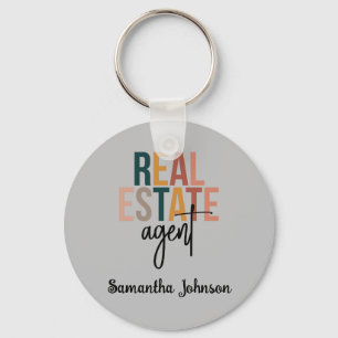 Personalised Boho Real Estate Agent Keychain