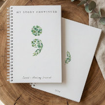 Personalised Boho Sage Green Semicolon Journal 